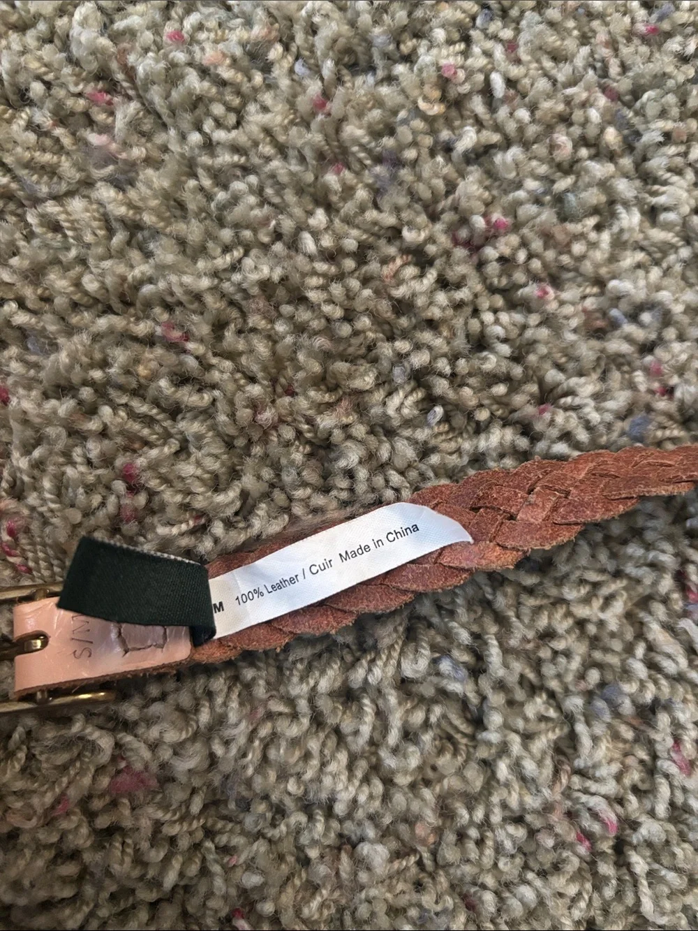 J. Crew Tan and Green Braided 100% Leather Skinny Belt - Women's Sz S/M